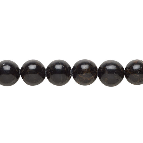 Bead, black-brown obsidian (natural), 8mm round, B grade, Mohs hardness 5 to 5-1/2. Sold per 15-1/2" to 16" strand. image number 0