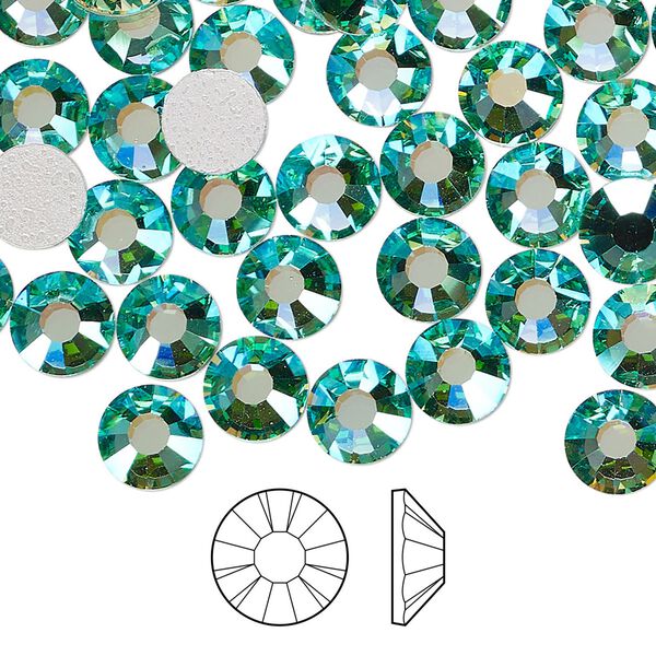 Flat back 144pk Caribbean Sea AB foil back, Preciosa MAXIMA Czech crystal hotfix rhinestone 7.069-7.272mm chaton rose round SS34 image number 0