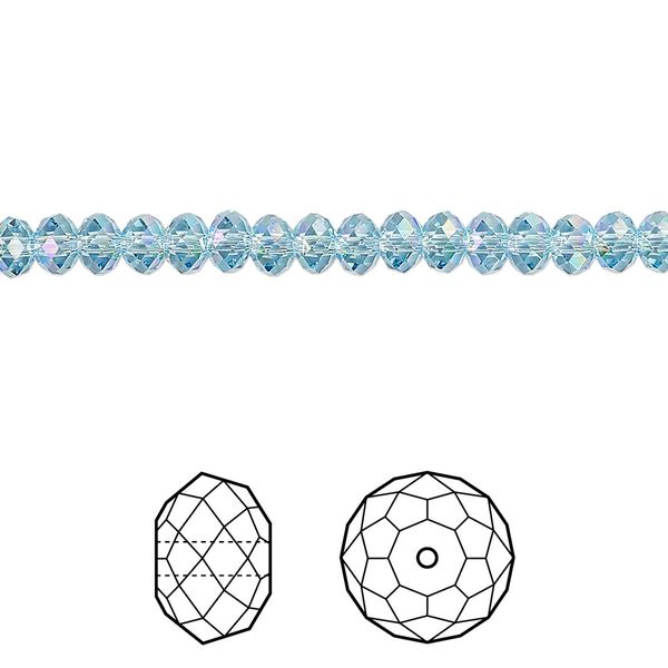 Bead 144pk aquamarine shimmer 2X, Crystal Passions® 4x3mm rondelle 5040 image number 0