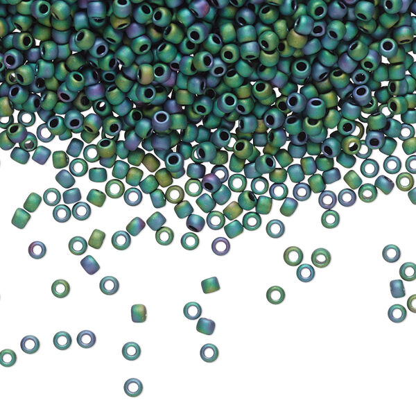 Seed bead, TOHO BEADS®, glass, pkg/250g, #11 round, opaque matte iris teal (TR-11-706). image number 0