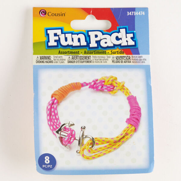 Bracelet kit, silver-finished "pewter" (zinc-based alloy) and nylon, multicolored, mixed shapes. Sold per set of 8 pieces. image number 0