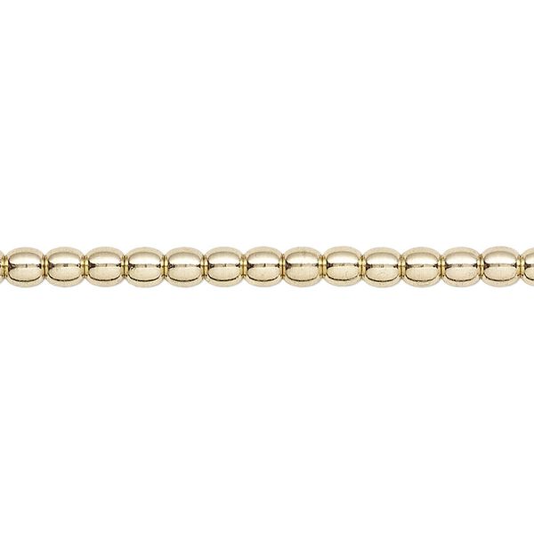 Bead, brass, 3mm round. Sold per 8-inch strand. image number 0