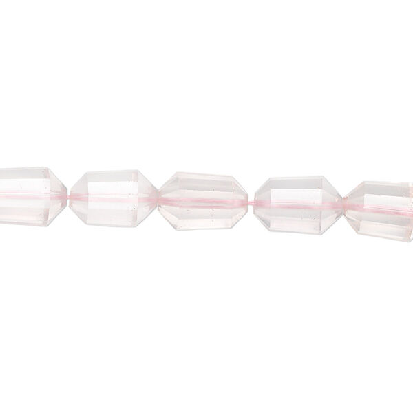 Bead, rose quartz (natural), 9x6mm hand-cut faceted capsule, B+ grade, Mohs hardness 7. Sold per pkg of 5. image number 0