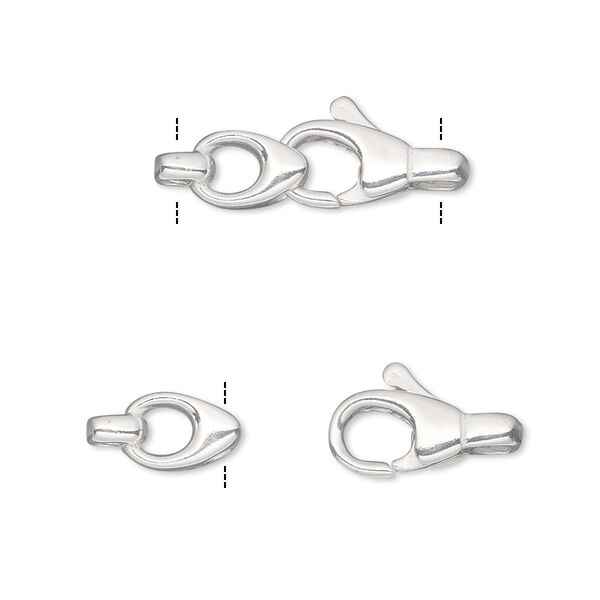 Clasp, lobster claw, sterling silver, 11x6mm with 9x6mm eye, 23x8mm overall. Sold individually. image number 0