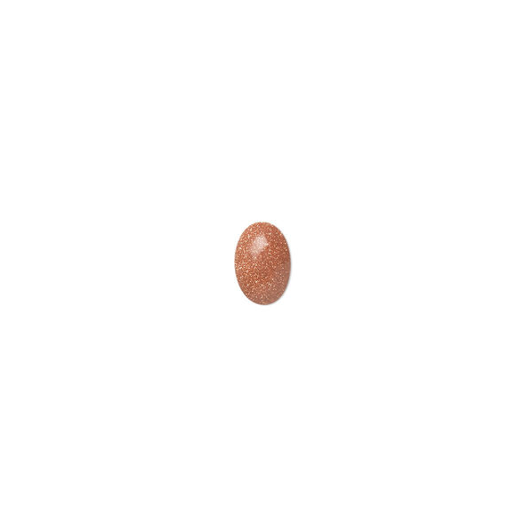Cabochon, brown goldstone (glass) (man-made), 6x4mm calibrated oval. Sold per pkg of 10. image number 0