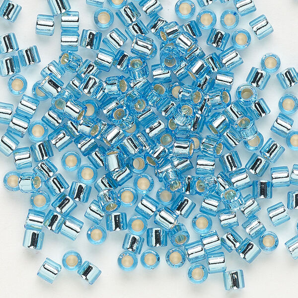 Seed bead, Delica®, glass, pkg/250g, #8 round, transparent silver-lined aqua (DBL-0044). image number 0