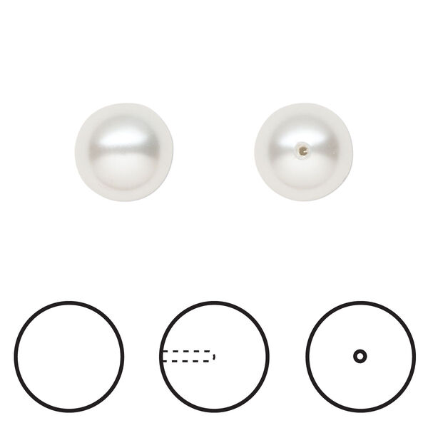 Pearl 100pk moonlight, Swarovski® 10mm half-drilled round 5818 image number 0
