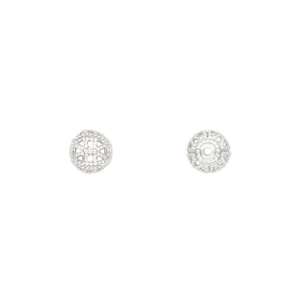 Bead, silver-plated brass, 6mm filigree round. Sold per pkg of 100. image number 0