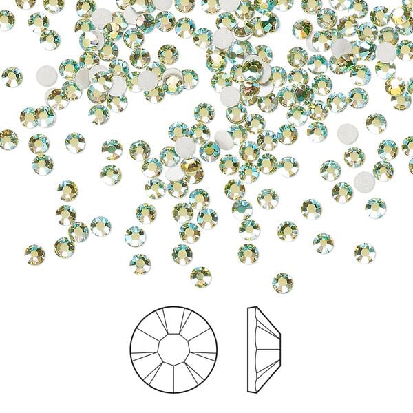 Flat back 1440pk limecicle AB foil back, Preciosa MAXIMA Czech crystal rhinestone 2.1-2.3mm chaton rose round SS7 image number 0
