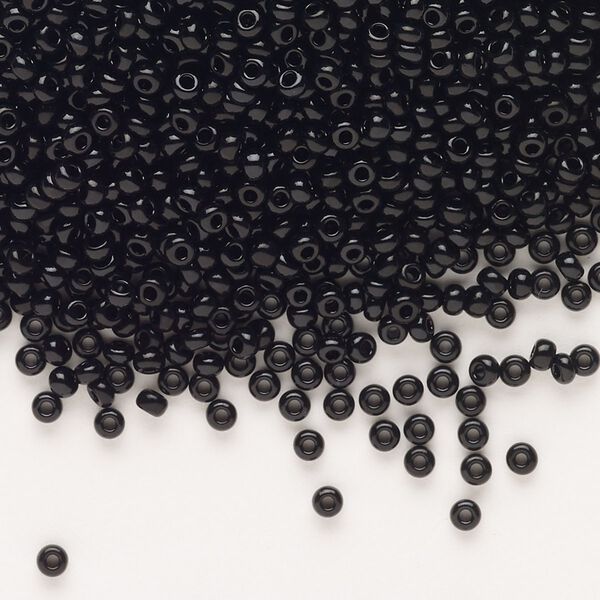 Seed bead, Preciosa Ornela, Czech glass, pkg/500g, opaque black, #10 rocaille. image number 0