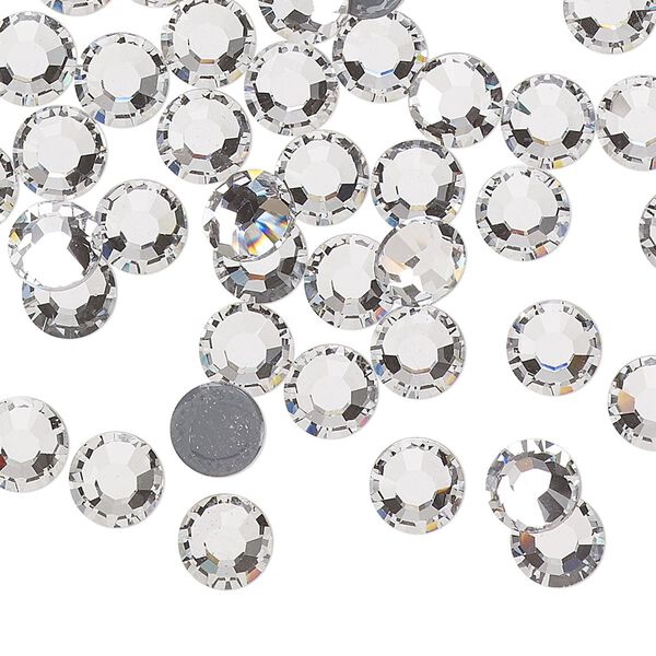 Flat back, Dance With Me™ crystal hotfix rhinestone, crystal clear, foil back, 6.32-6.5mm rose, SS30. Sold per pkg of 288 (2 gross). image number 0