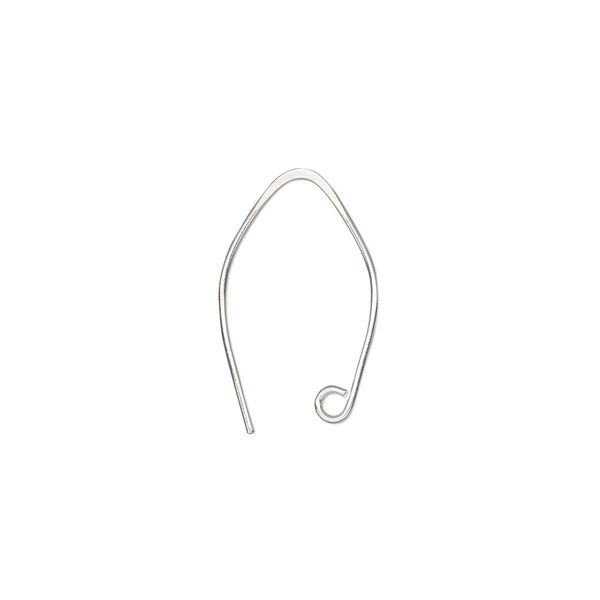Ear wire, Hill Tribes, silver-plated brass, 19mm marquise with open loop, 22 gauge. Sold per pair. image number 0