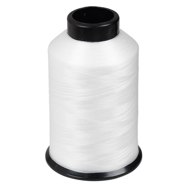 Thread, Nymo®, nylon, white, size O. Sold per 3-ounce spool. image number 0