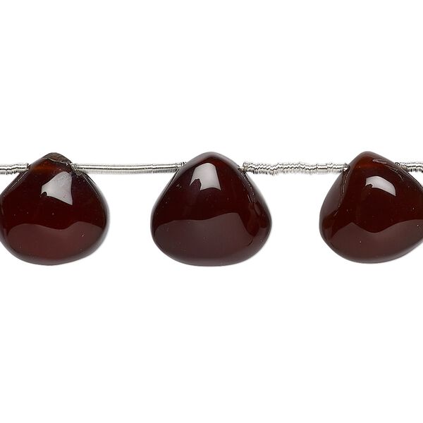 Amber onyx 1pkg8, hand-cut top-drilled puffed teardrop bead 10-12mm image number 0