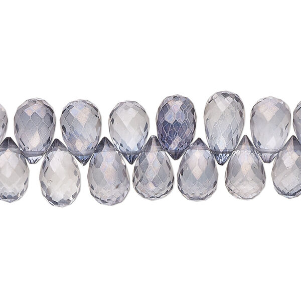 Quartz crystal 1pkg1, hand-cut top-drilled micro-faceted teardrop bead 7 inch 7x5mm-12x7mm image number 0