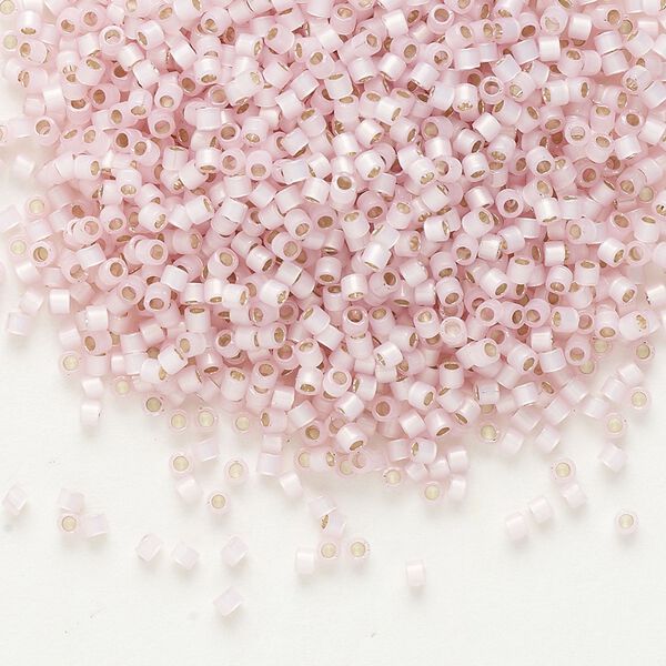 Seed bead, Delica®, glass, pkg/7.5g, #11 round, translucent silver-lined light rose (DB-0624). image number 0