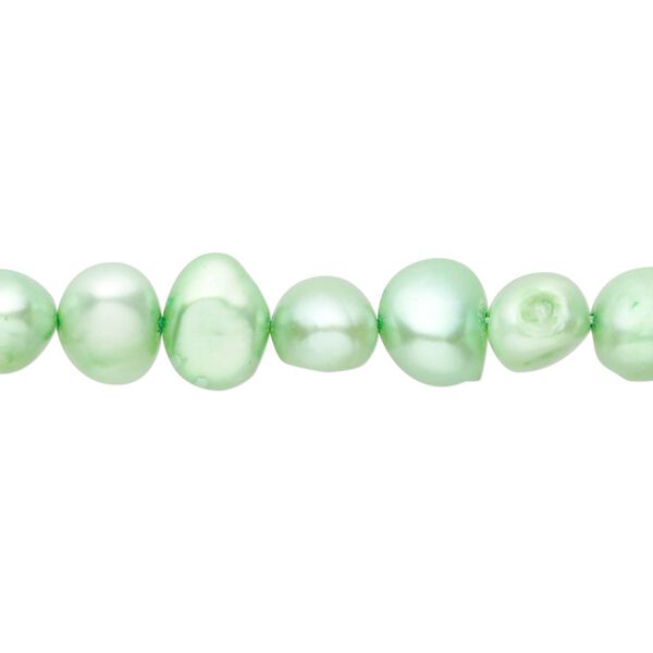 Pearl, cultured freshwater (dyed), shamrock, 6-7mm flat-sided potato, D grade, Mohs hardness 2-1/2 to 4. Sold per 15-inch strand. image number 0