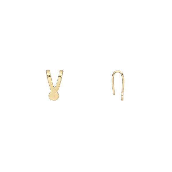 Bail, pendant, gold-finished brass, 8x4mm with 3mm round flat pad. Sold per pkg of 100. image number 0