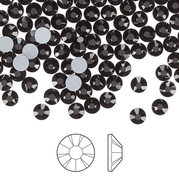 Flat back 144pk jet foil back, Preciosa MAXIMA Czech crystal rhinestone 3.8-4mm chaton rose round SS16 image number 0