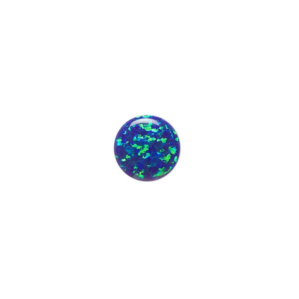 Cabochon, "opal" (silica and epoxy) (man-made), dark blue, 10mm calibrated round. Sold individually. image number 0