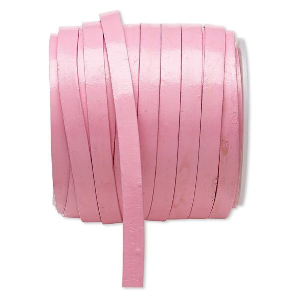 Cord, leather, pink, 8mm flat. Sold per 5-yard spool. image number 0