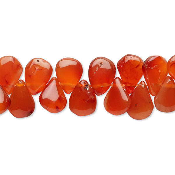 Carnelian 1pkg1, hand-cut top-drilled teardrop bead 15.5-16 inch 7x4mm-10x7mm image number 0