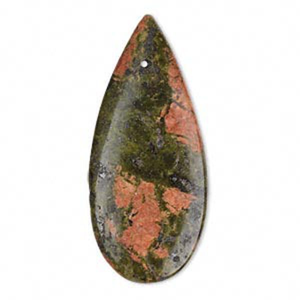 Unakite 1pkg1, flat teardrop focal natural 46x20mm image number 0