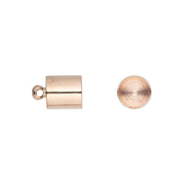 Cord end, glue-in, copper-plated brass, 8.5x8mm, approximately 7.4mm inside diameter. Sold per pkg of 10. image number 0