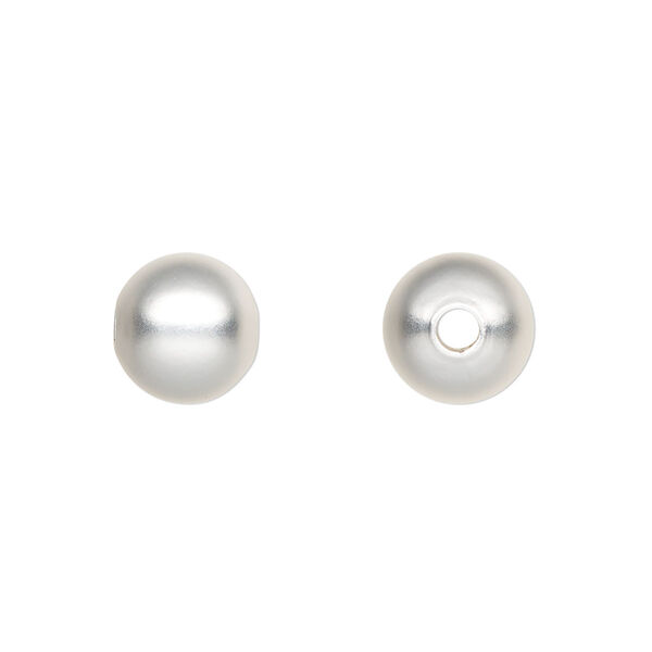 Bead, silver-plated brass with satin finish, 10mm round. Sold per pkg of 10. image number 0