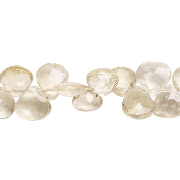 Lemon quartz 1pkg1, hand-cut top-drilled faceted puffed teardrop bead 9 inch 8x7mm-9x9mm image number 0