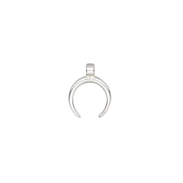Charm, sterling silver and cubic zirconia, clear, 10mm single-sided naja, Sold Individually. image number 0