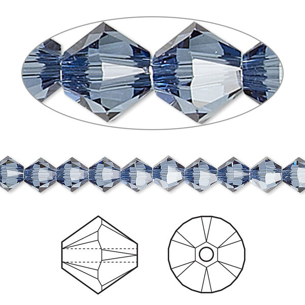Bead 144pk denim blue, Crystal Passions® 5mm bicone 5328 image number 0