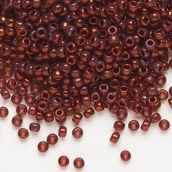 Seed bead, Miyuki, glass, pkg/250g, #8 rocaille, translucent gold luster garnet (RR-315). image number 0