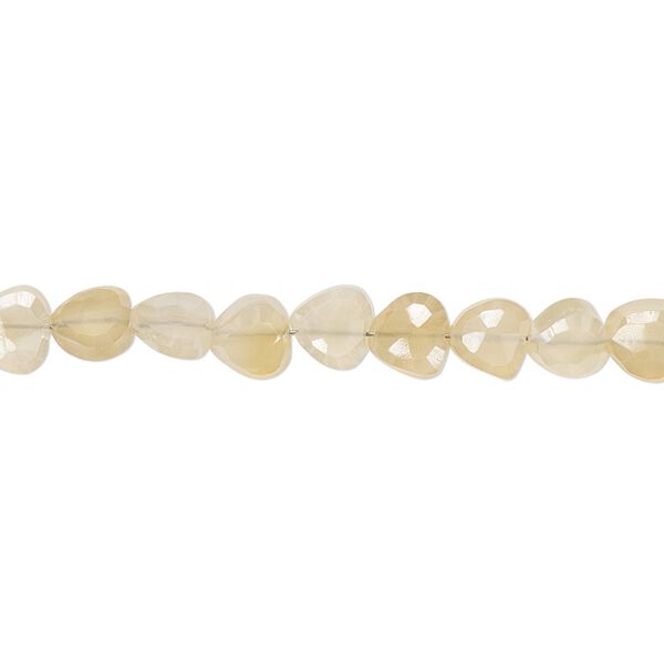 White chalcedony 1pkg1, hand-cut faceted flat teardrop bead 6 inch 5-6mm image number 0