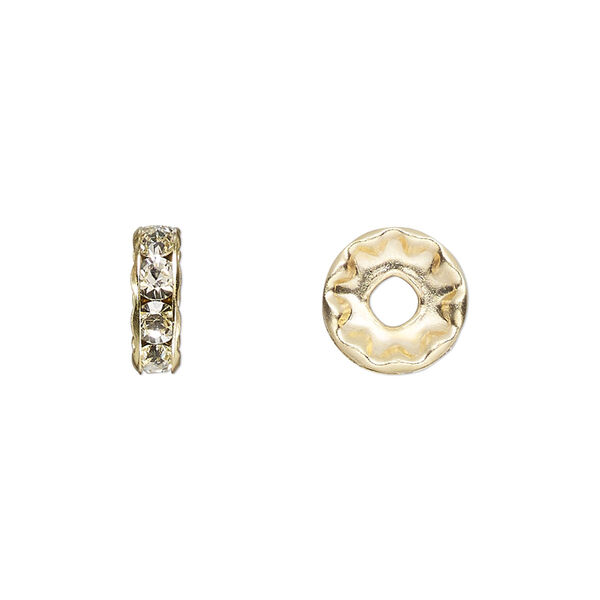 Bead 144pk crystal gold plate, Preciosa Czech crystal 10x3.5mm rondelle image number 0