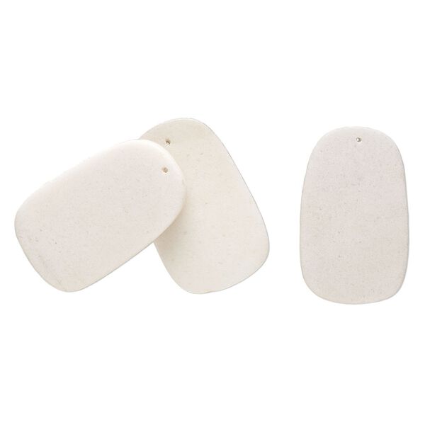 Snow quartz 1pkg3, top-drilled flat trapezoid focal natural 50x31mm image number 0