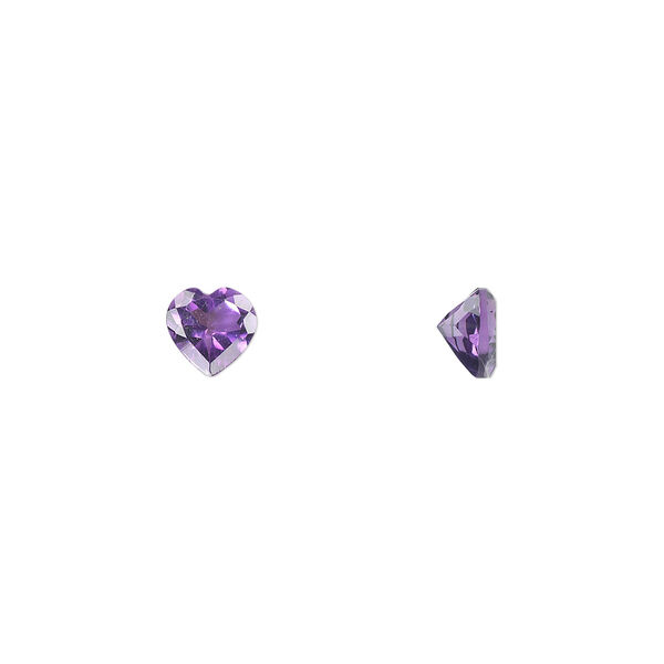 Amethyst 1pkg1, hand-cut faceted heart gem natural 6mm image number 0