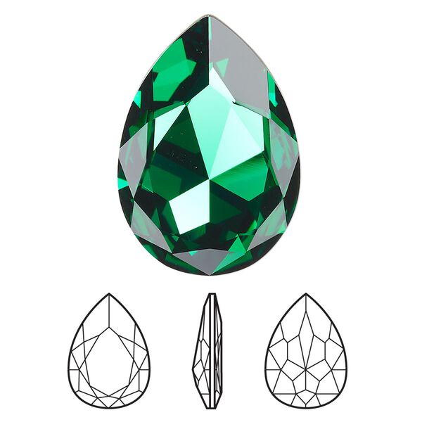 Fancy stone 1pk majestic green foil back, Crystal Passions® 30x20mm pear 4327 image number 0