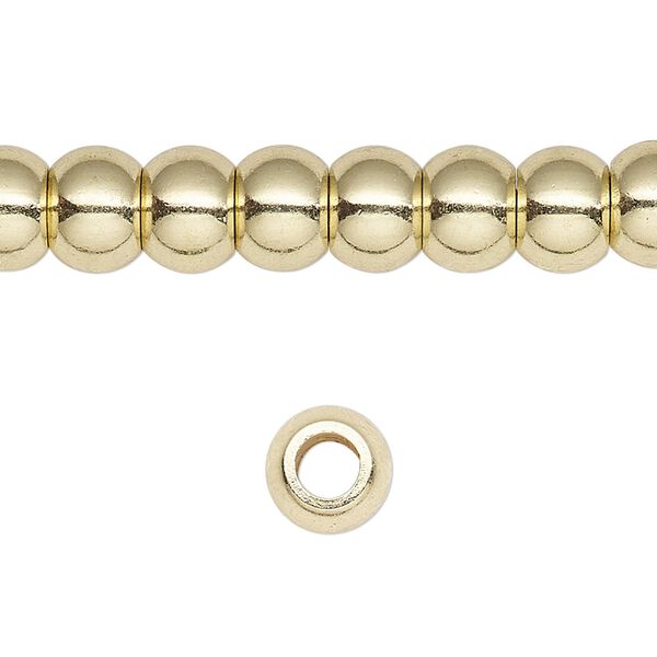 Bead, brass, 8x6mm round crow. Sold per 8-inch strand. image number 0