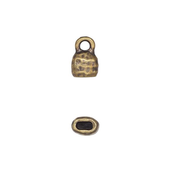 End cap, TierraCast®, "Hammertone" collection, antique brass-plated pewter (tin-based alloy), 7mm hammered cap. Sold per pkg of 2. image number 0