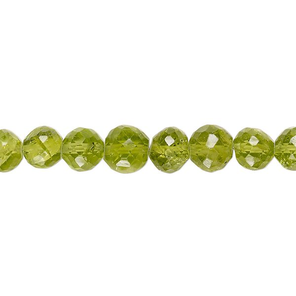 Peridot 1pkg1, hand-cut faceted round bead natural 8 inch graduated 3-7mm image number 0