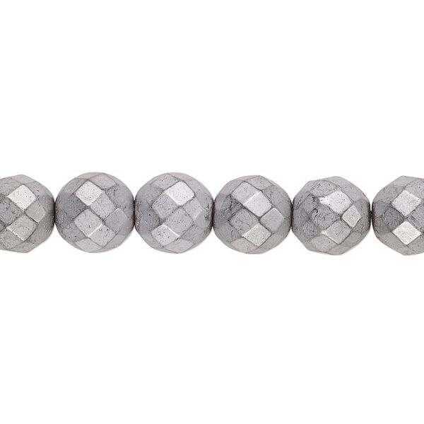 Hemalyke™ 1pkg1, matte electroplated faceted round bead 15.5-16 inch 8mm image number 0