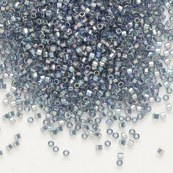 Seed bead, Delica®, glass, pkg/50g, #11 cut, translucent rainbow glazed luster blue grey (DBC-0111). image number 0