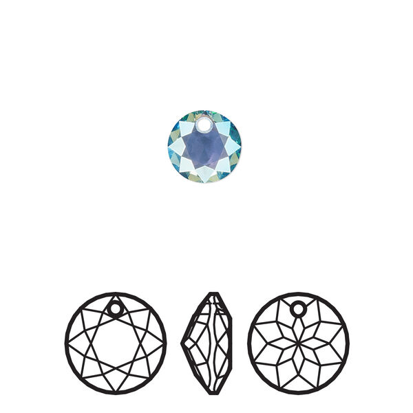 Drop 4pk aquamarine shimmer, Crystal Passions® 8mm pendant classic cut 6430 image number 0