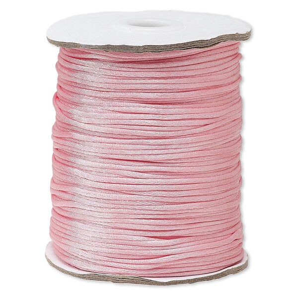 Cord, Satinique™, satin, pink, 1.5mm small. Sold per 400-foot spool. image number 0