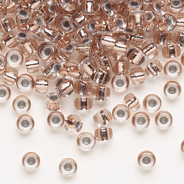 Seed bead, Miyuki, glass, pkg/25g, #6 rocaille, transparent copper-lined crystal clear, (RR-197). image number 0