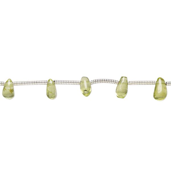 Peridot 1pkg19, hand-cut top-drilled briolette bead natural 5x3mm-8x4mm image number 0
