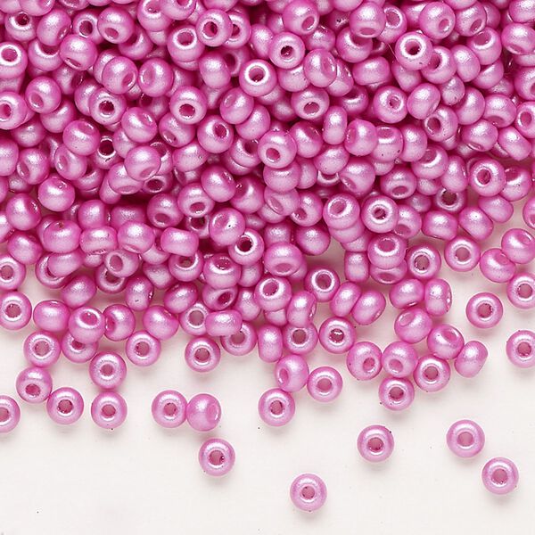 Seed bead, Preciosa Ornela Czech glass, pkg/500g, #8 rocaille, opaque PermaLux dyed lavender chalkwhite, (22012). image number 0
