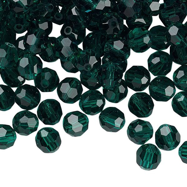 Bead 288pk emerald, Preciosa Czech crystal 6mm round image number 0
