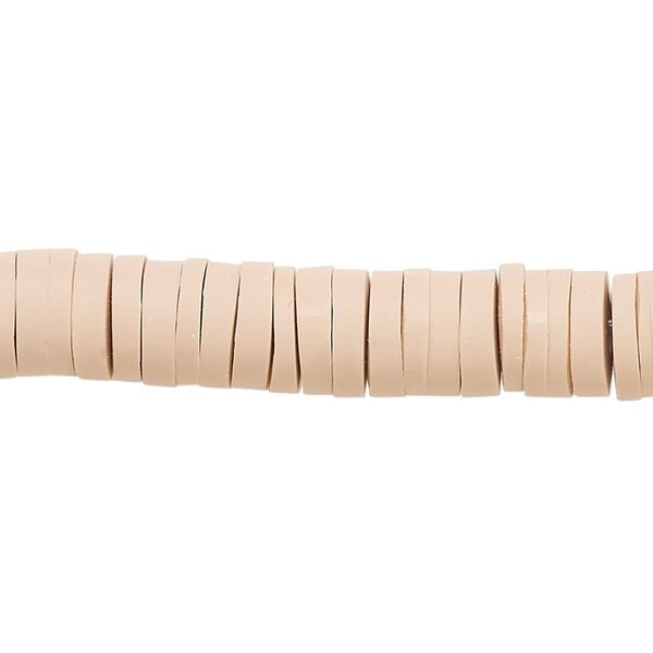 Bead, polymer clay, opaque beige, 8x2mm heishi. Sold per pkg of (2) 15-1/2" to 16" strands. image number 0